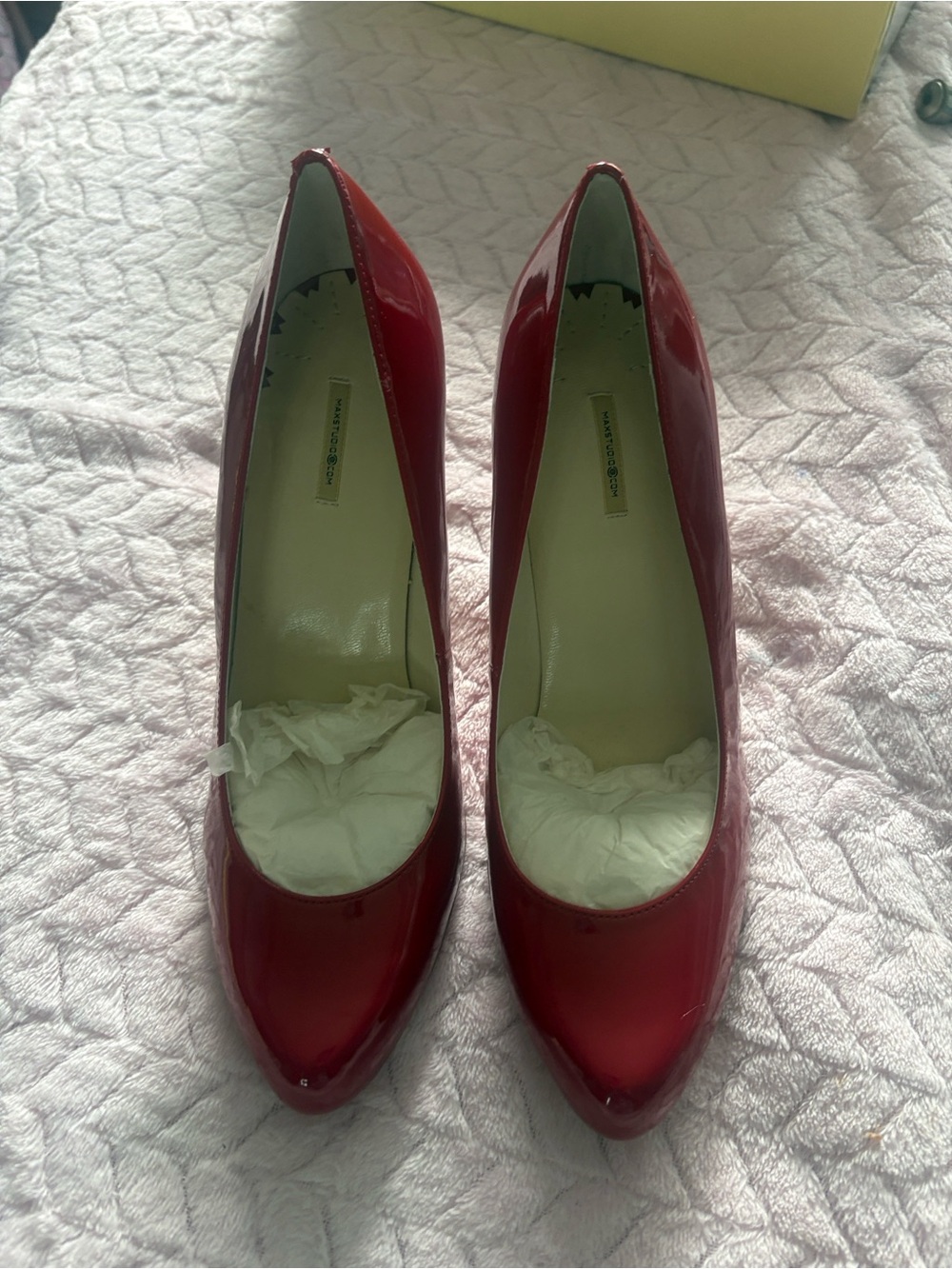 Max Studio Red Patent Pointed-Toe Pumps